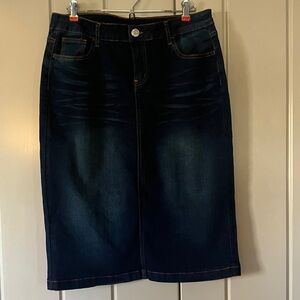 Dark Blue Denim Pencil Skirt